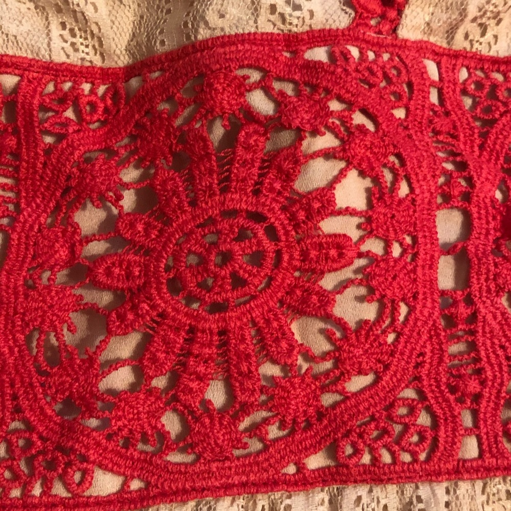 Foxiedox Small Ophelia Two-Toned Crochet Lace Blouse - Picture 4 of 10